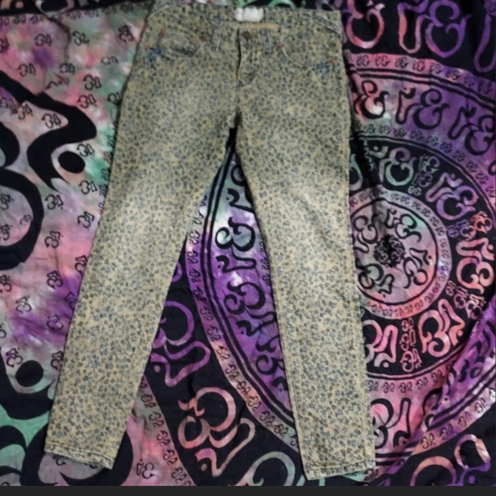 Free People Blue Floral Jeans